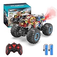 Remote Control Monster Truck, 2.4GHz All Terrain Remote Control Monster Cars, 1:16 Monster Truck RC Trucks, Remote Monster Car with Spray Music and Light for Boys 4-7 8-12 Kids