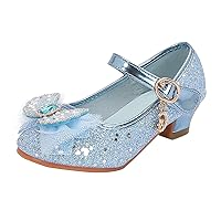 Kids Girls Sequins Sandals Bow Rhinestone Pearl Princess Dress Shoes Non Slip Round Toe Low Heels Wedding Summer Shoes