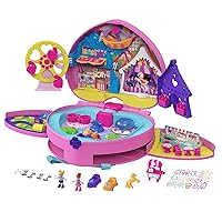 Polly Pocket 2-in-1 Travel Toy Playset with 2 Micro Dolls & Toy Cars, Tiny is Mighty Theme Park Backpack Compact