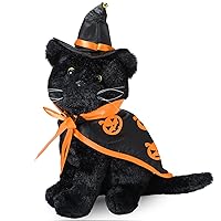 9.84 Inch Plush Cat Stuffed Animals Christmas Cute Stuffed Cats Gift Soft Fluffy Kitten Bat Cat with Hat and Cloak for Birthday Baby Shower Party Favors Christmas Toy(Pumpkin)