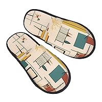 Mid Century Modern Printed Slippers Cozy Indoor Slide Unisex House Slippers Soft Plush Slip-on Slippers