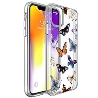 Spevert for iPhone 11 Case Clear Flowers Floral Girls Woman Cute Lovely Transparent Hard Back Soft TPU Bumper Protective Shockproof Case for iPhone 11 - Butterfly