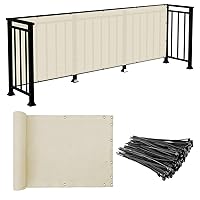 E&K Sunrise 3' x 25' Balcony Privacy Fence Screen Cover with Zip Ties Outdoor Screen Fence UV Protection for Deck Patio Backyard Apartment Pool Porch (Beige)