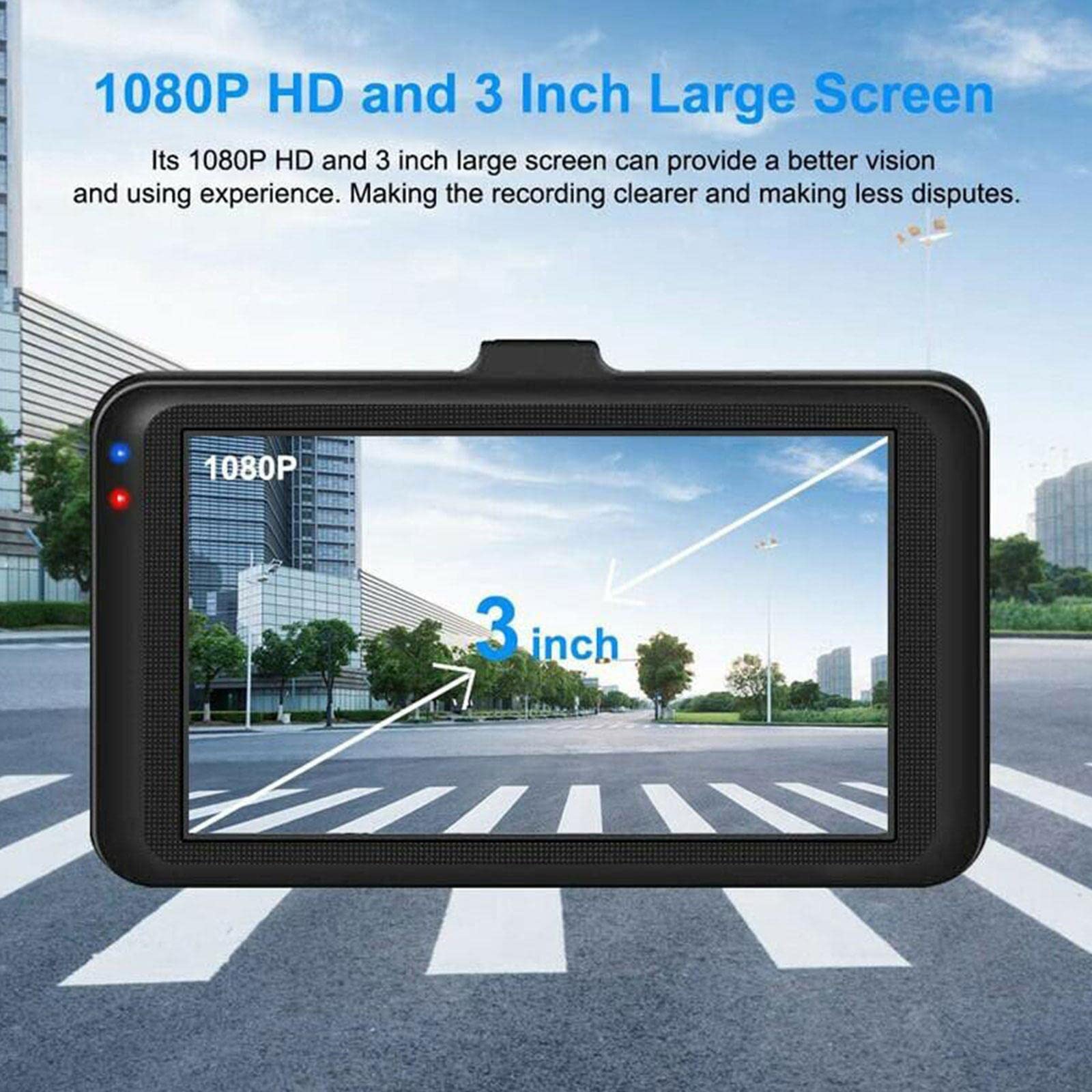 HX Studio Dash Cam,Dash Camera for Car,3 Inch LCD Screen,720P Full HD Car Dashboard Recorder,120° Wide Angle Dashcam,Night Vision,WDR, Motion Detection, Parking Mode