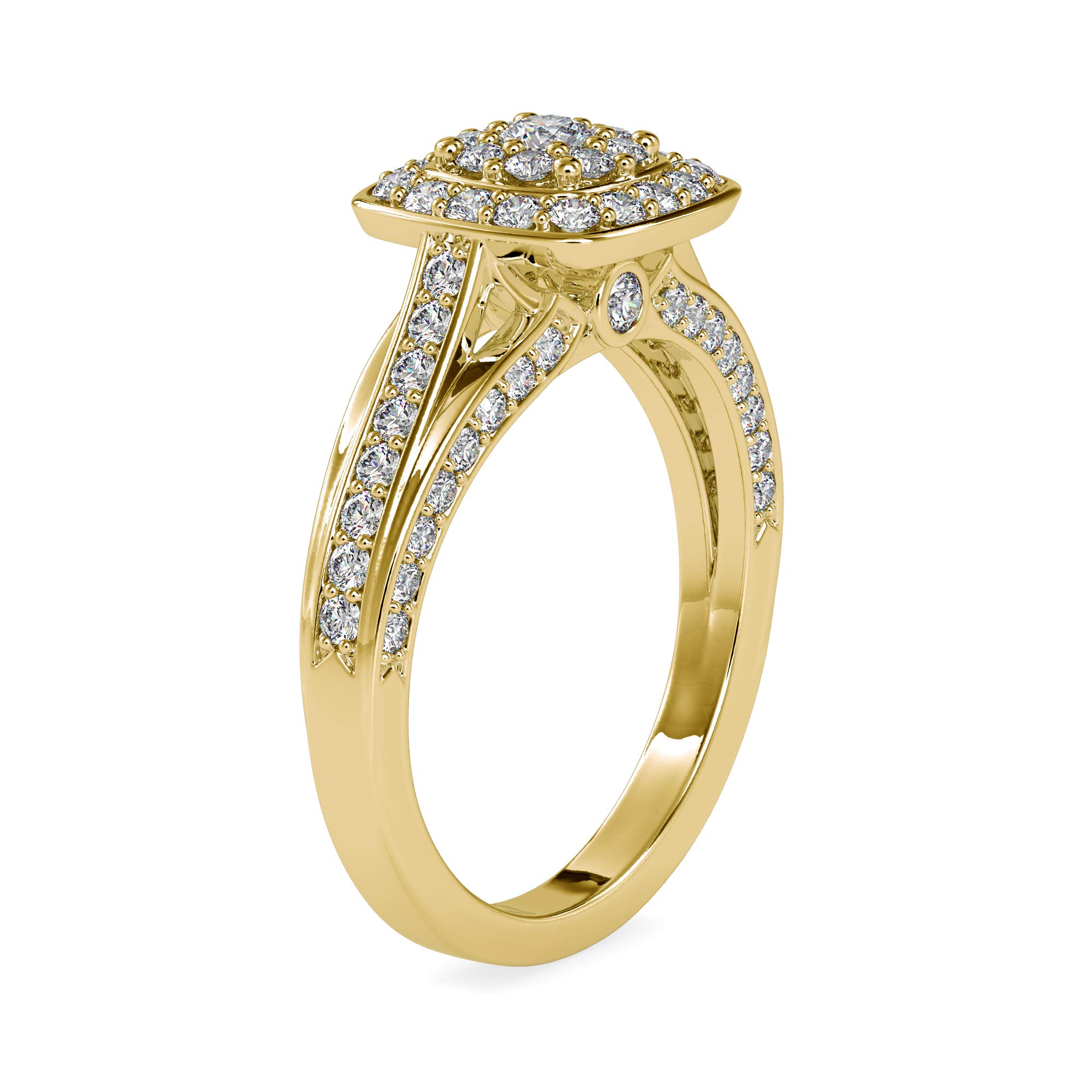 Certified Halo Style Diamond Ring Studded With 0.68 Carat Natural Diamonds in 18K White Gold/Yellow Gold/Rose Gold Natural Diamond Ring for Her Engagement Ceremony (IJ-SI)