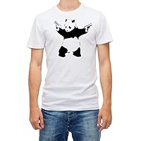Banksy Panda with Guns Graffiti Men's T Shirt Short Sleeve Cotton Crew Neck