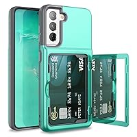 WeLoveCase for Samsung Galaxy S21 Wallet Case with Credit Card Holder & Hidden Mirror, Defender Protective Shockproof Heavy Duty Protection Phone Cover for Samsung Galaxy S21 5G, 6.2 inch 5G Mint