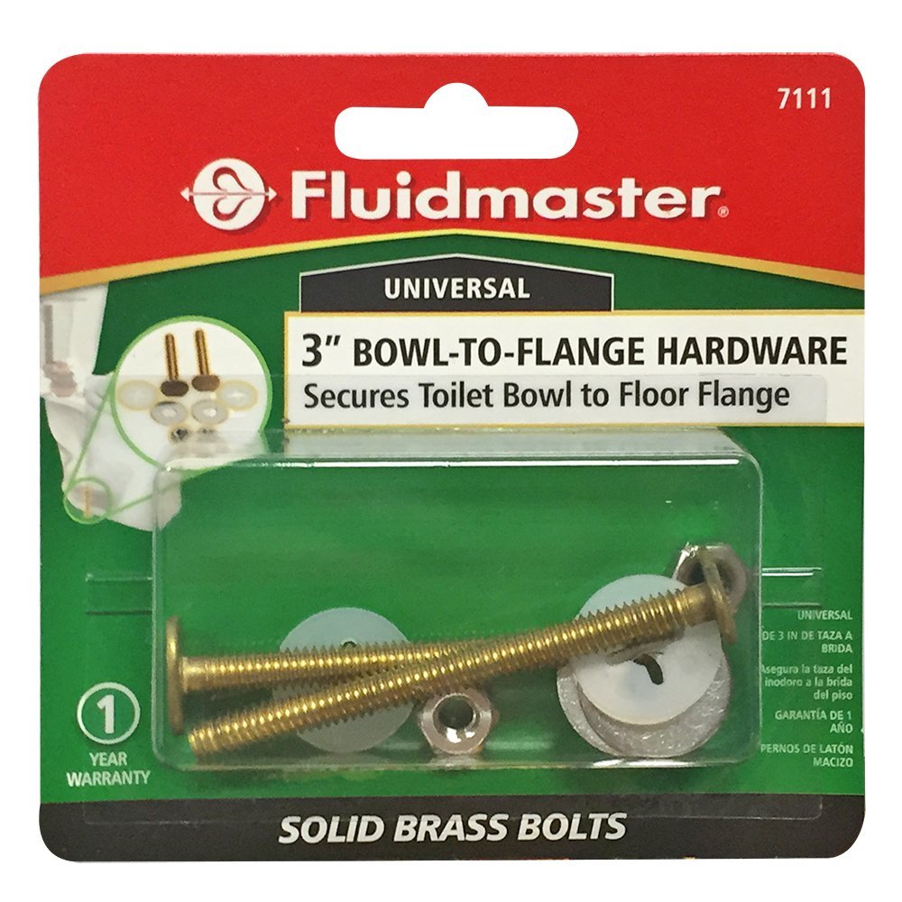 Fluidmaster 7111 Universal 3-Inch Bowl to Floor Bolts, Includes 2 Brass Bolts