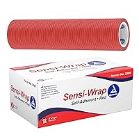 Dynarex 3280 Sensi-Wrap Self-Adherent Bandage Roll, Red, 6