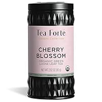Tea Forte Cherry Blossoms Organic Green Tea, Makes 35-50 Cups, 2.82 Ounce Loose Leaf Tea Canister