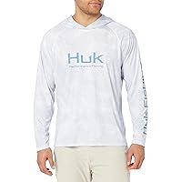 HUK Men's Pursuit Pattern Hoodie, Sun Protecting Fishing Shirt with Hood