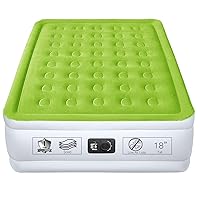 Queen Size Air Mattress with Built in Pump 18 Inch Inflatable Bed Heavy Duty Blow up Matress Camping Airbed with Storage Bag