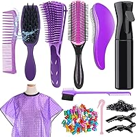 13Pcs Detangling Brush Set for Kids, No Pain Detangling Kids Curly Hair Brush Set For Afro America/African Hair 3a to 4c Texture, with Kids Barber Cape & 100pcs Hair Braid Rings Clips
