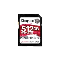 Kingston 512GB Canvas React Plus SD Card | Up to 280MB/s | High Performance Photography | Class 10 UHS-II U3 V60 | SDR2V6/512GB