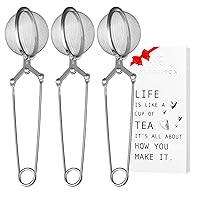 Snap Ball Tea Strainer 3 Pack Tea Infuser with Handle Tea Mesh Infuser Snap Ball Strainer Steep Loose Leaf Tea Infuser Fine Mesh Ball Tea Filter Strainer for Spices and Seasonings