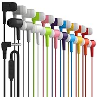 Maeline Bulk Earbuds 10 Pack in-Ear Stereo Headphones for School Classroom, Library, Travel, Gym, Tangle-Free in-Line Microphone Earbuds for Phones, Tablets, Laptops, Computer 3.5mm Jack, Multi Color