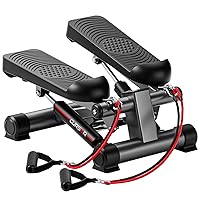 Steppers for Exercise, Mini Stair Stepper, Desk Step Machine with Dual Resistance Bands, Full Body Cardio Workout Equipment, 300 LBS Capacity for Home Exercise