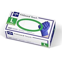 Medline FitGuard Touch Nitrile Exam Gloves, Disposable, Powder-Free, Cobalt Blue, Large, Box of 300
