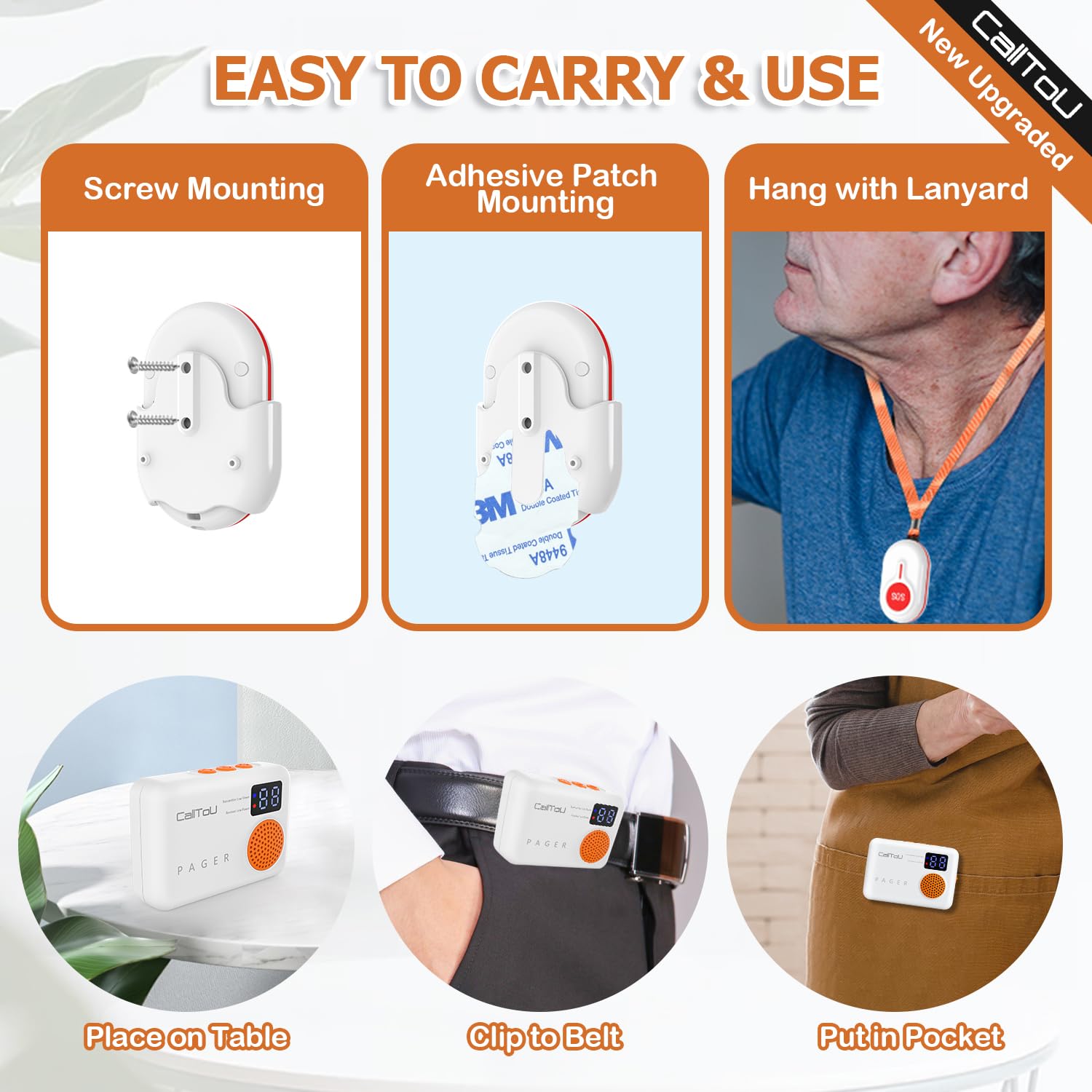 Mua Calltou Caregiver Pager Wireless Call Button 1000ft For Elderly Monitoring Vibration Call 8122