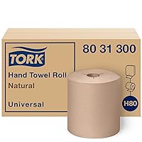 Tork Hand Towel Roll Natural H80, Universal, 100% Recycled Fiber, 6 Rolls x 800 ft, 8031300