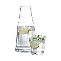 Soho 2 Piece Bedside Water Carafe With Tumbler – Elegant Glass Pitcher & Matching Drinking Glass Doubles As Lid Adds A Touch of Hospitality to Guest Rooms or Office – Makes An Ideal Gift
