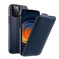 Case for iPhone 14/14 Plus/14 Pro/14 Pro Max, Ultra Slim Genuine Leather Protective Phone Cover, Comfortable Hand Feel All-Around Drop Shock Resistance Case,Blue,14 Pro 6.1