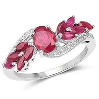 1.90 Carat Glass Filled Ruby and Ruby .925 Sterling Silver Ring