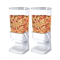 Conworld Cereal Dispenser, Cereal Containers Storage, Big Cereal Dispenser Countertop - Not Easy to Crush Food, Cereal Container For Pantry Organization And Storage (White, 2Pcs