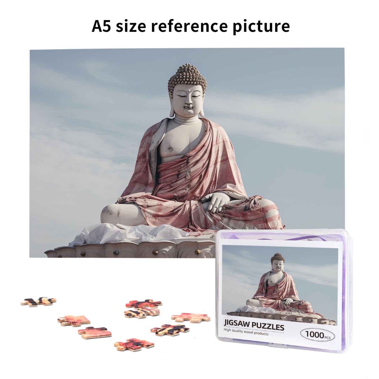 Ekyoshcz White Buddha Statue Print Puzzles Personalized Puzzle For Adults Wooden Picture Puzzle 1000 Piece Jigsaw Puzzle For Wedding Gift Mother Day
