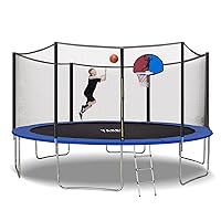 Trampoline 10FT 12FT 14FT 15FT Recreational Trampolines with Safety Enclosure Net, ASTM Approved Combo Bounce Outdoor