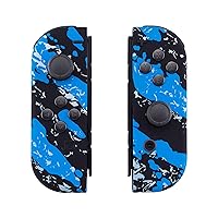 eXtremeRate DIY Replacement Shell Buttons for Nintendo Switch & Switch OLED, Blue Coating Splash Soft Touch Housing with Full Set Button for Joycon Handheld Controller - Console Shell NOT Included
