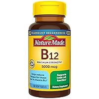Maximum Strength Vitamin B12 5000 mcg, Dietary Supplement for Energy Metabolism Support, 60 Softgels, 60 Day Supply