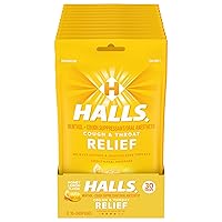 HALLS Relief Honey Lemon Cough Drops, 12 Packs of 30 Drops (360 Total Drops)