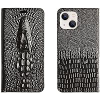 Crocodile Head Embossed Folio Phone Case Holster, for Apple iPhone 14 Plus Case 6.7 Inch Leather Clamshell Cover [Card Slot] [Kickstand] (Color : Black)