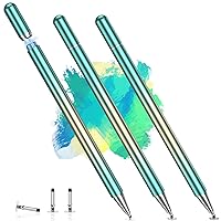 3 Pack Stylus Pens for Touch Screens-,Universal Stylist Pens with Magnetic Caps and Transparent Disc Tip for iPhone/iPad/Android/Samsung Tablets All Capacitive Touch Screens (Gradient Green Gold)