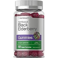 Sambucus Black Elderberry Gummies | 60 Count | with Zinc and Vitamin C | Vegan, Non-GMO, Gluten Free Extract for Adults | Berry Flavor | by Horbaach