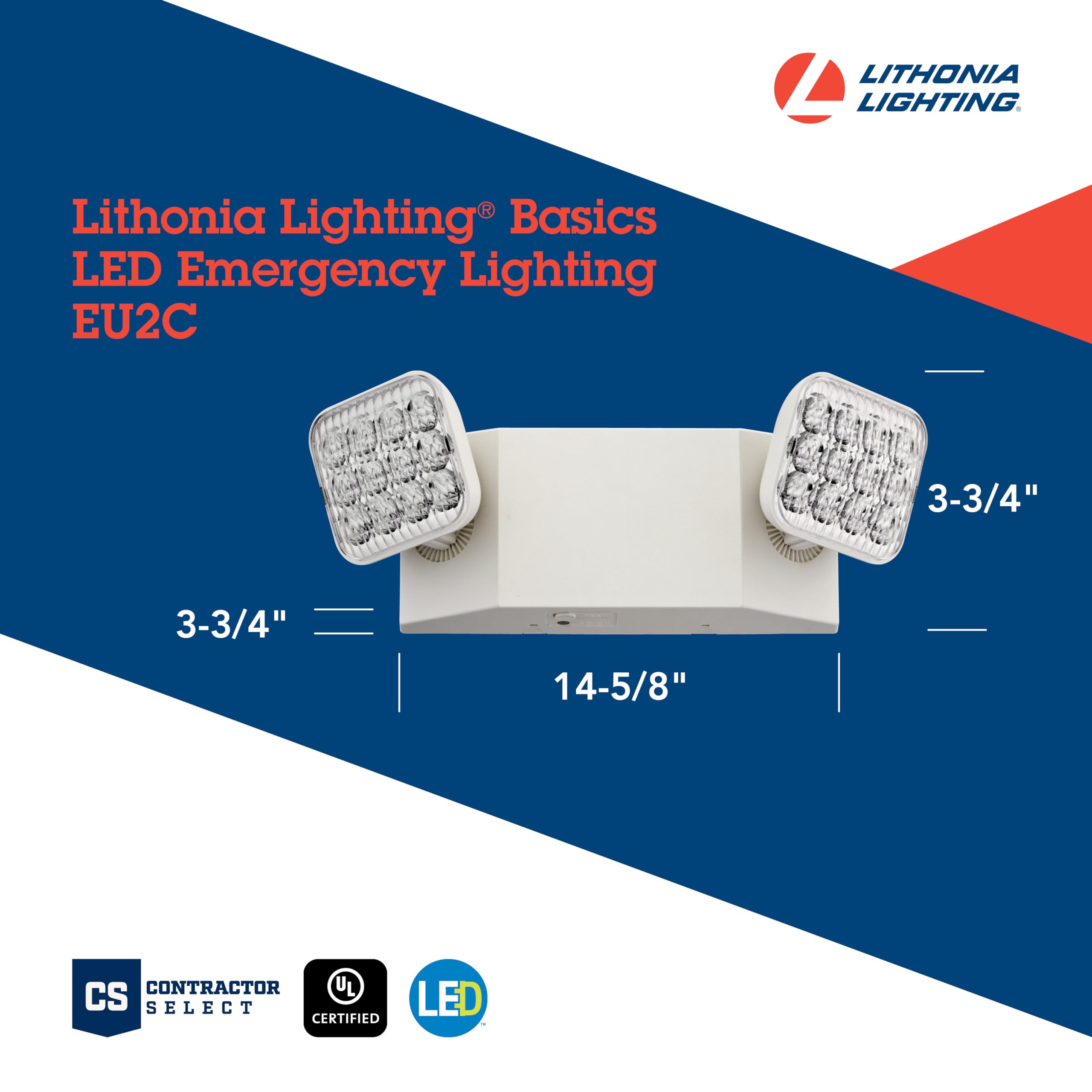 Lithonia Lighting EU2C CP4 LED Two-Headed Emergency Lighting Unit, California Certified, Contractor Pack of 4, White