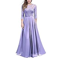 Miusol Women's Elegant Floral Lace 3/4 Sleeve Bridesmaid Formal Maxi Dress