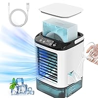 Portable Air Conditioners Fan 4-in-1 Mini Personal ac Unit Upgraded Air Cooler Small Air Conditioner 900ml Tank 3 Cool Mist & Speeds & 7 Night Light for Room Office Camping Car