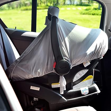 Cribino Car Seat Covers for Babies, Infant Car seat Cover, Canopy with Breathable Peekaboo, Pivacy Sun Shade & Bug Net for Newborn, Carrier Covers for Boys Girls Spring Summer Baby Shower Gifts(Grey)