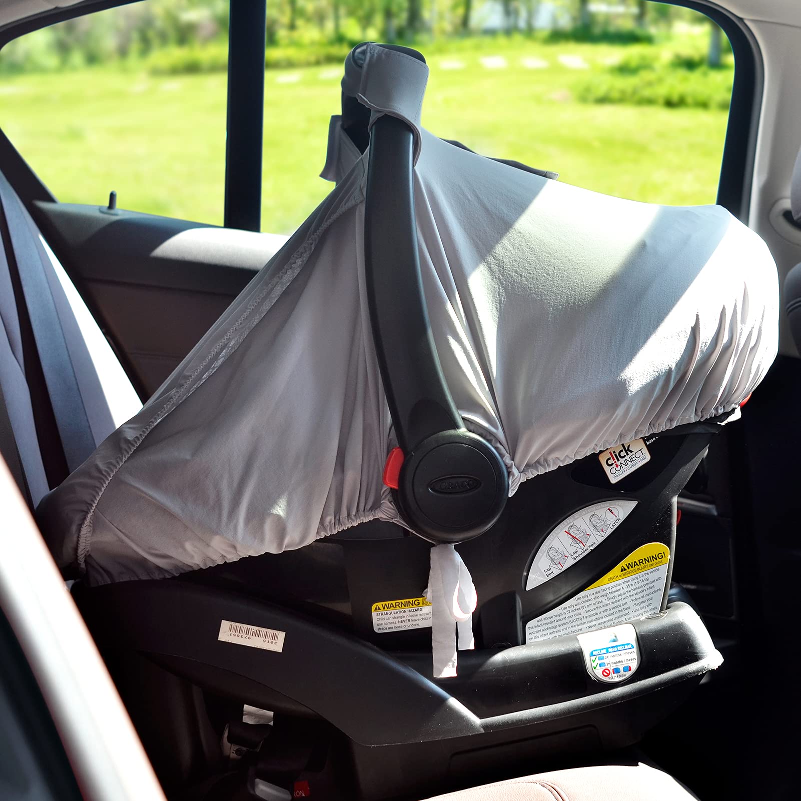 Cribino Car Seat Covers for Babies, Infant Car seat Cover, Canopy with Breathable Peekaboo, Pivacy Sun Shade & Bug Net for Newborn, Carrier Covers for Boys Girls Spring Summer Baby Shower Gifts(Grey)