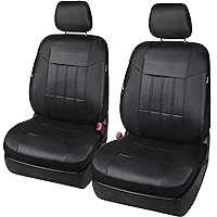 Leader Accessories Auto 2 Leather Car Seat Covers Black Universal Fit Cars SUV Trucks Front Seats with Airbag
