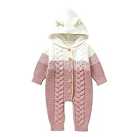 Kids Long Sweater for Girls Newborn Baby Boy Girl Knitted Romper Outfits Infant Hooded Sweater Bear Jumpsuit