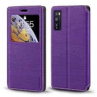 Huawei Enjoy 20 Case, Wood Grain Leather Case with Card Holder and Window, Magnetic Flip Cover for Huawei Enjoy 20 5G