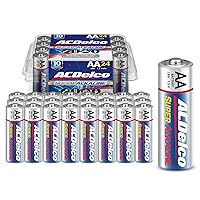 ACDelco 24-Count AA Batteries, Maximum Power Super Alkaline Battery, 10-Year Shelf Life, Reclosable Packaging