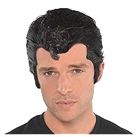 Suit Yourself Grease Danny Zuko Wig for Adults, One Size, Features Slicked Back Black Styling with a Front Curl