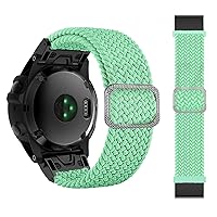 22 26mm Elastic Smart Watch Band Straps for Garmin Fenix 7 7X 6 6X Pro 5X 5 3HR 945 S60 S62 QuickFit Release Strap Nylon Bracelet Correa (Color : Mint Green, Size : Quickfit 26mm)