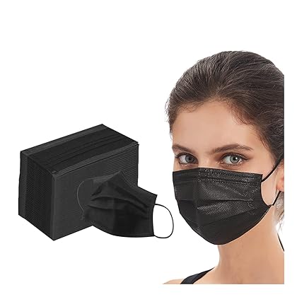 ApePal 100pcs Adult Black Face Masks 3 Layer Non-Woven Black Masks for Adjustable Nose Clip