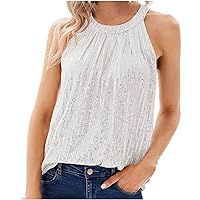 Sequin Halter Tops for Women Sleeveless Sparkle Tank Top Fashion Glitter Camisole Dressy Shirts for Cocktail Party