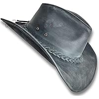 LEATHER Cowboy HAT Australian Outback Western Men Women DESPERADO HL33